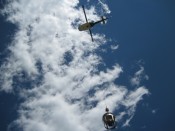 Helicopter hauling concrete to the Broome Hut