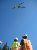 Safety crew below helicopter